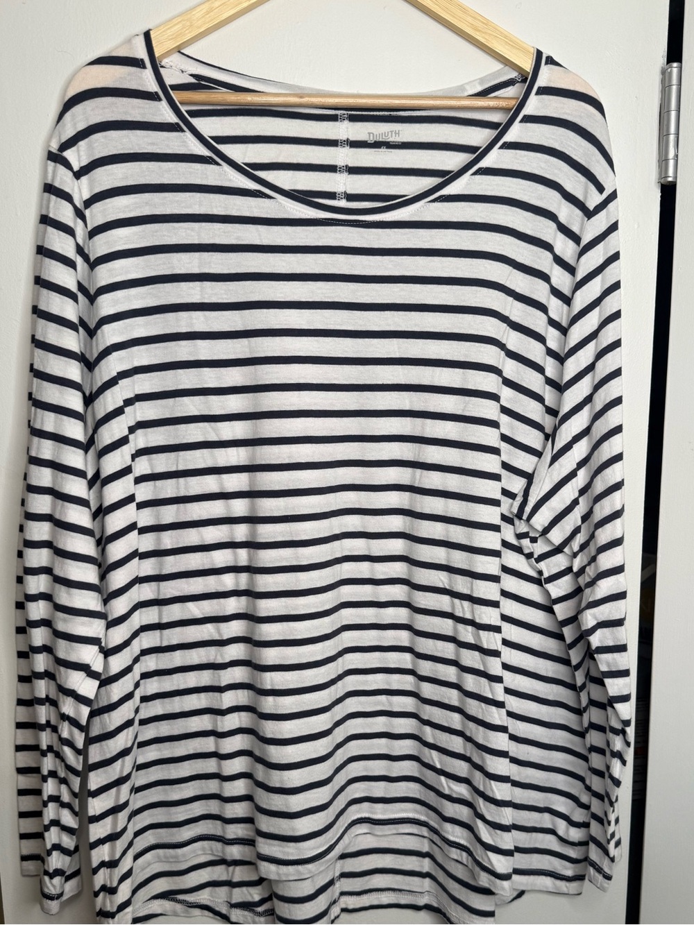 Duluth Trading Co Navy White Striped Long Sleeve Tee 4X